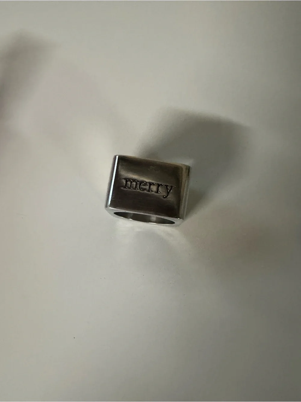 Pottery Barn Silver Stainless Steel Square Napkin Rings - Set of 6